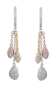 Suzy Levian | Tri-Tone Sterling Silver White CZ Dangle Earrings商品图片,3.3折