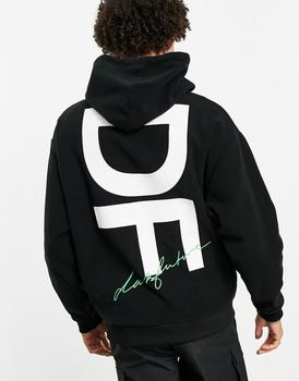 ASOS | ASOS Dark Future oversized hoodie in polar fleece with large back print in black商品图片,
