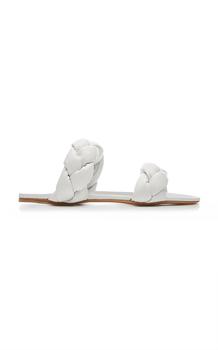 推荐Miu Miu - Women's Puffy Braided Leather Slide Sandals - White - IT 36 - Moda Operandi商品