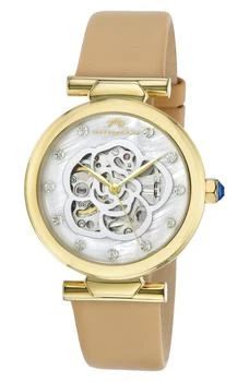 推荐Laura White Topaz Leather Strap Watch, 36mm商品