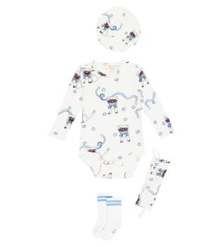 商品Mini Rodini | Baby cotton romper, hat and socks set,商家MyTheresa,价格¥267图片