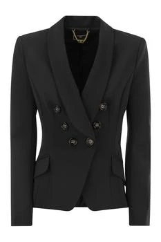ELISABETTA FRANCHI | ELISABETTA FRANCHI Double-breasted crepe jacket with shawl lapels,商家Baltini,价格¥3879