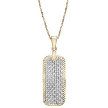 Macy's | Men's Diamond Dog Tag 22" Pendant Necklace (1/2 ct. t.w.) in 14K Gold-Plated Sterling Silver商品图片,2.3折, 独家减免邮费
