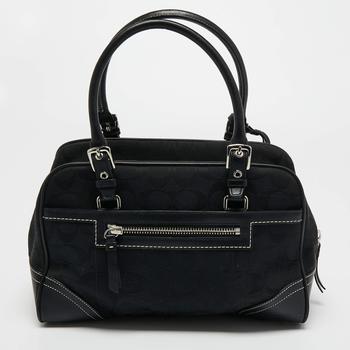 推荐Coach Black Signature Canvas and Leather Boston Bag商品