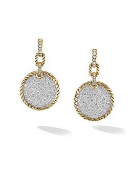 商品DY Elements Convertible Drop Earrings In 18K Yellow Gold With Pavé Diamonds图片