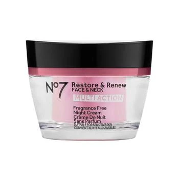 No7 | Restore & Renew Multi Action Face & Neck Fragrance Free Night Cream (50ml),商家No7,价格¥223