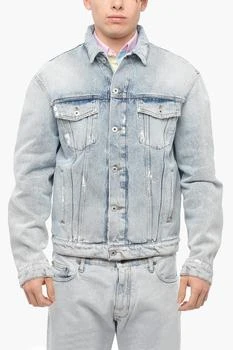 Heron Preston | Distressed Denim Jacket with Logo Patch,商家Premium Outlets,价格¥3852