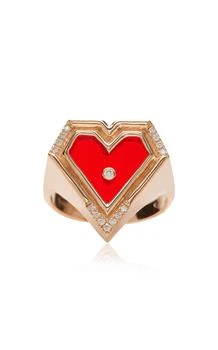 L'ATELIER NAWBAR | L'Atelier Nawbar - Super Heart 18K Rose Gold Agate Diamond Ring - Red - US 6 - Moda Operandi - Gifts For Her,商家Fashion US,价格¥18226