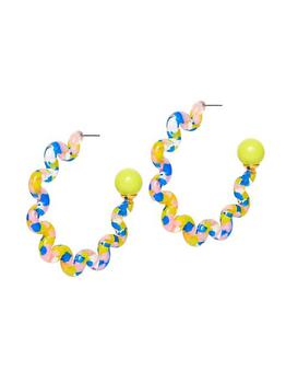 商品Confetti Acetate & Resin Squiggle Hoop Earrings图片