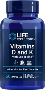 Life Extension | Life Extension Vitamins D and K with Sea-Iodine™ (60 Capsules),商家Life Extension,价格¥145