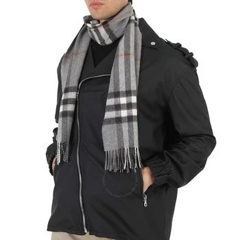 推荐Grey Giant Check Fringed Cashmere Scarf商品