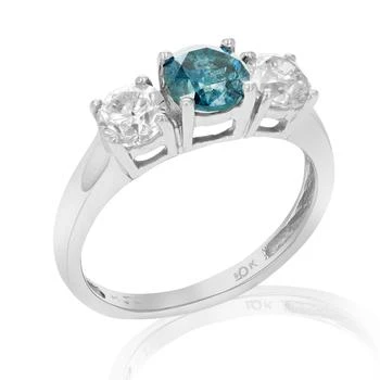 Vir Jewels | 2 cttw 3 Stone Blue and White Diamond Engagement Ring 10K White Gold,商家Premium Outlets,价格¥21660