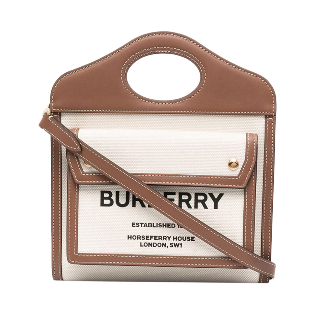 burberry包, Burberry | BURBERRY 博柏利 迷你双色帆布拼皮革口袋包 拼色女士斜挎包 8039361商品图片 满$100享9.5折, 满折