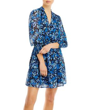 AQUA | Abstract Print V Neck Mini Dress - 100% Exclusive商品图片,7.5折×额外7.5折, 额外七五折