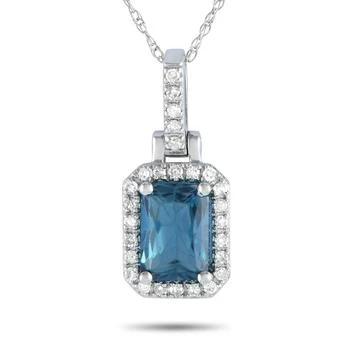 LB Exclusive | 14K White Gold 0.12ct Diamond and Blue Topaz Pendant Necklace PD4-15501WBT,商家Premium Outlets,价格¥2330