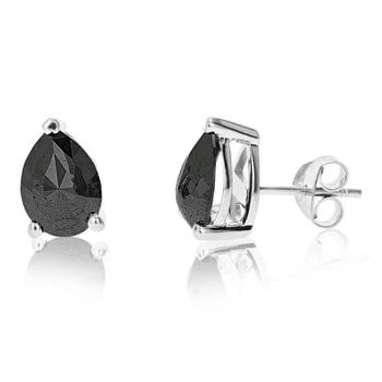 Vir Jewels | 3 cttw Pear Shape Black Diamond Stud Earrings .925 Sterling Silver Prong Set,商家Premium Outlets,价格¥1475