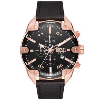 diesel手表北京, Diesel | Men's Spiked Black Leather Strap Watch, 49mm商品图片 