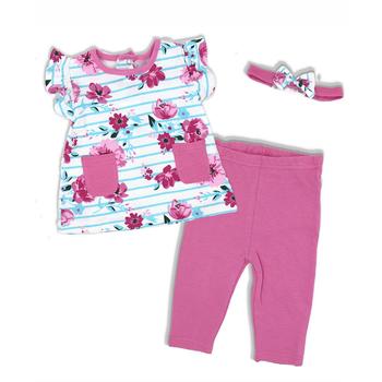 商品Miss | Baby Girls Pink Floral Top, Legging Pants and Headband, 3 Piece Set,商家Macy's,价格¥191图片
