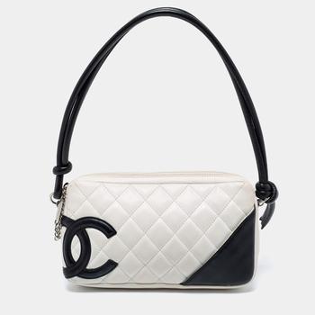 [二手商品] Chanel | Chanel White/Black Quilted Leather Ligne Cambon Pochette商品图片,8.7折