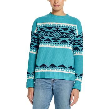 推荐Weatherproof Vintage Womens Blanket Fair Isle Ribbed Trim Pullover Sweater商品