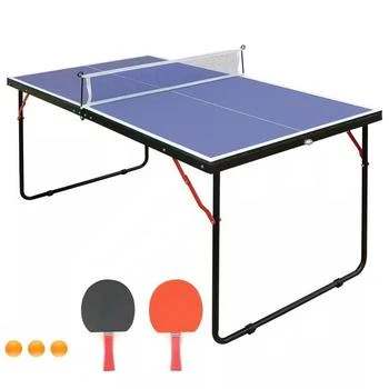QuikFurn | Folding 54-inch Blue Ping Pong Table Tennis Table Set with Net 2 and Paddles,商家Premium Outlets,价格¥2016