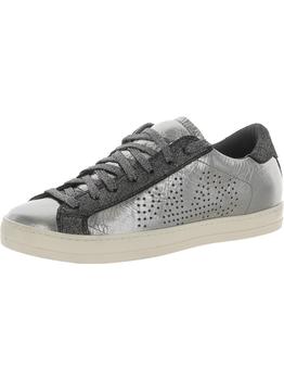 P448 | John Womens Leather Metallic Casual and Fashion Sneakers商品图片,5.9折起