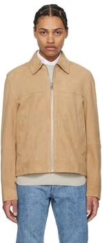 Hugo Boss | Beige Regular-Fit Leather Jacket,商家Ssense US,价格¥4994