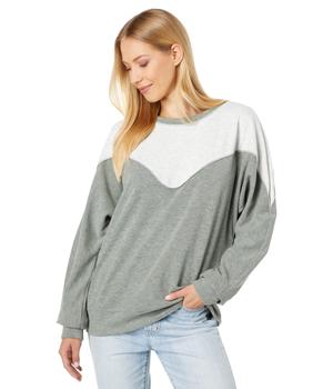 推荐Soft-As-Suede Brushed Jersey Color-Blocked Long Sleeve Crew Neck Sweatshirt商品