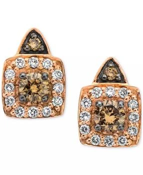 Le Vian | Chocolatier® Chocolate Diamond® & Vanilla Diamond® Halo Stud Earrings (1/3 ct. t.w.) in 14k Rose Gold,商家Macy's,价格¥17204