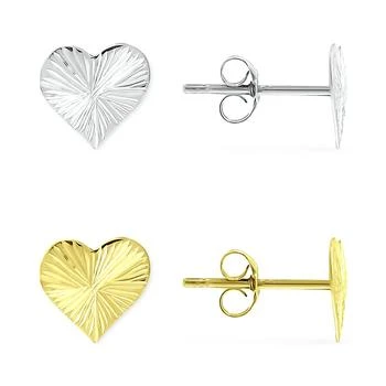 Giani Bernini | 2-Pc. Set Textured Heart Stud Earrings in Sterling Silver & 18k Gold-Plate, Created for Macy's,商家Macy's,价格¥410