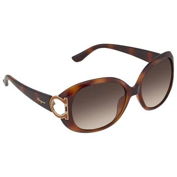 菲拉格慕眼镜, Salvatore Ferragamo | Brown Gradient Oval Ladies Sunglasses SF668S 238 57商品图片 2.1折