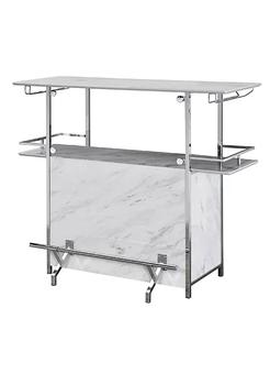 商品Duna Range | Bar Table with Faux Marble and Chrome Finish, White and Silver,商家Belk,价格¥2631图片