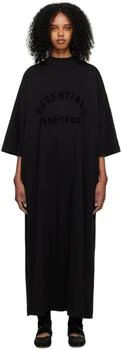Essentials | Black 3/4 Sleeve Midi Dress 