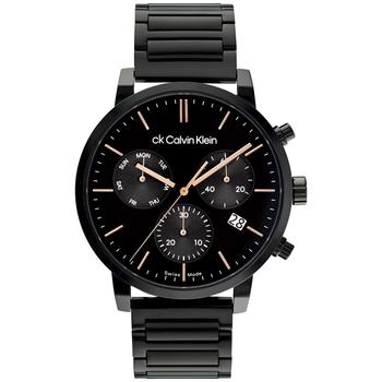 ck手表男评价, Calvin Klein | Men's Swiss Chronograph Gauge Black-Tone Stainless Steel Bracelet Watch 42mm商品图片 