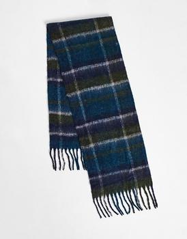 推荐Jack & Jones chunky textured check scarf in green & blue商品