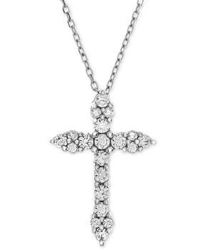 Macy's | Diamond Cross Adjustable Pendant Necklace (1/2 ct. t.w.) in 14k White Gold or 14K Gold,商家Macy's,价格¥5074