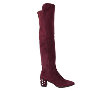 stuart weitzman 靴精选, Stuart Weitzman | Stuart Weitzman Women's Bordeaux Suede Knee High Boot商品图片 7.6折