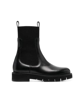 菲拉格慕鞋女靴, Salvatore Ferragamo | Black Chelsea Boots Crafted In Smooth Calf Leather With Elastic Knit Side Inserts And With Rubber Sole With Little Heel商品图片 8.5折