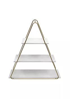 商品25.5" White and Gold Triangle Decorative Wall Shelf图片