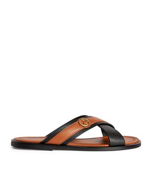 Giorgio Armani | Pebbled Leather Sandals商品图片,额外9折, 额外九折
