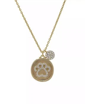 Macy's | 14K Gold Plated Cubic Zirconia Dog Paw Disk Pendant Necklace,商家Macy's,价格¥143