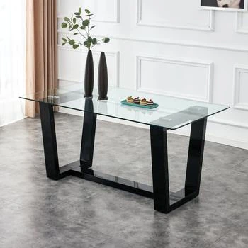 Simplie Fun | Glass Dining Table Large Modern Minimalist Rectangular for 6-8,商家Premium Outlets,价格¥3311
