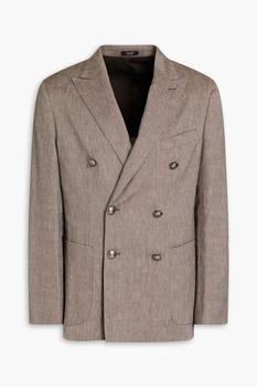 商品Peserico | Double-breasted wool and linen-blend piqué suit jacket,商家THE OUTNET US,价格¥2805图片