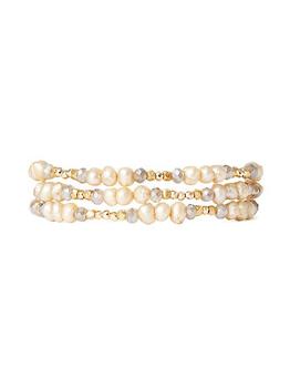 Chan Luu, Chan Luu | Chan Luu Naked 18K-Gold-Plated, Pearl & Multi-Gemstone Wrap Bracelet商品图片 