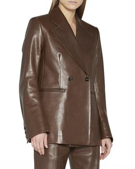 Bottega Veneta | Double-Breasted Polished Leather Blazer Jacket商品图片,独家减免邮费