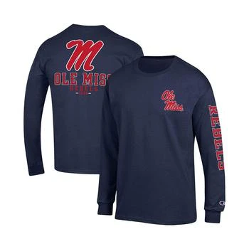 CHAMPION | Men's Navy Ole Miss Rebels Team Stack Long Sleeve T-shirt 7.5折