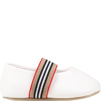 burberry鞋, Burberry | White Ballet Flats For Baby Girl With Check Vintage商品图片 