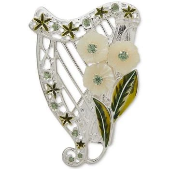 Anne Klein | Silver-Tone Mixed Stone Flower Harp Pin,商家Macy's,价格¥224