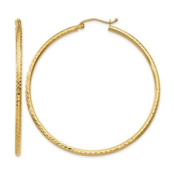Diamond2Deal | 14k Yellow Gold Diamond-cut 2x50mm Round Tube Hoop Earrings,商家Premium Outlets,价格¥6283