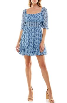 ROW A, ROW A | Floral Chiffon Godet Minidress商品图片 